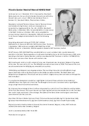A preview of a PDF biography for Mannell, Leslie Gordon Marshall